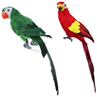 2 Unids 45cm Pájaros Loros Artificiales con Pluma Artificial Pájaros de Espuma Estatua de loro para Decoración del Hogar…